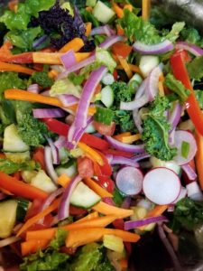 Colourful chopped vegetables in a salad