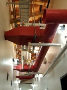 Red and white ducts and pipes 